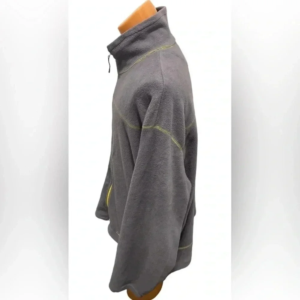 Cabela's Fleece Men's Full Zip Pockets Gray with Yellow Stitching Size 3ХLT